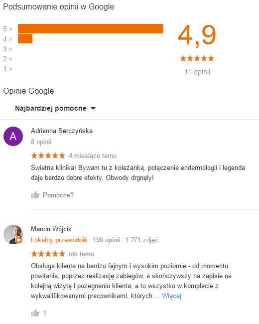 Opinie z Google