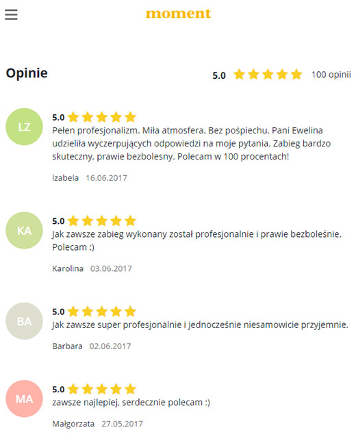 Opinie o Klinice urody Beauty Duty z serwisu Moment